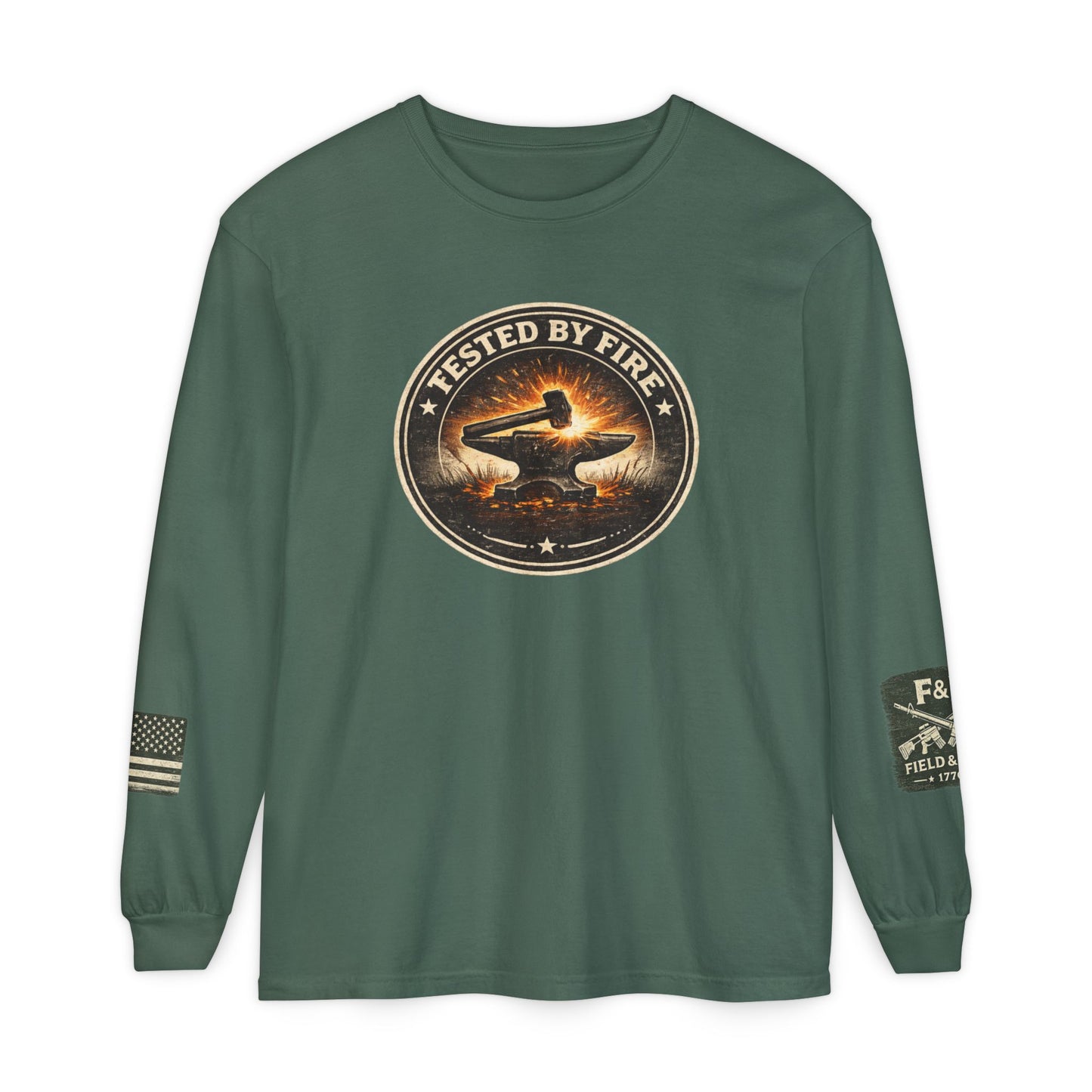 Tested By Fire Unisex Garment-dyed Long Sleeve T-Shirt