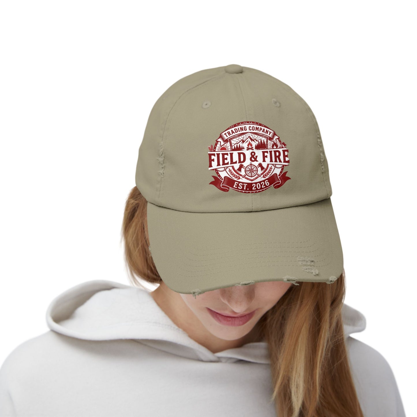 FNF Medallion Unisex Distressed Cap - Red Graphic