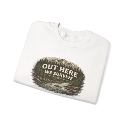 Out Here We Survive Unisex Heavy Blend™ Crewneck Sweatshirt