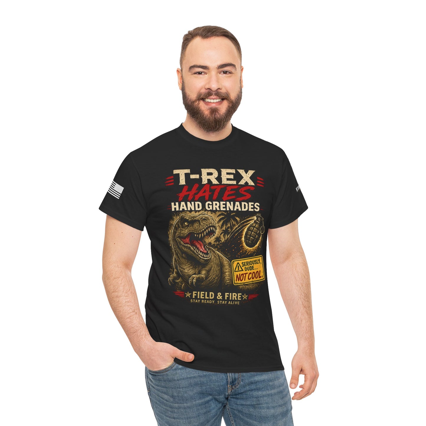 T-Rex Hates Hand Grenades Tee