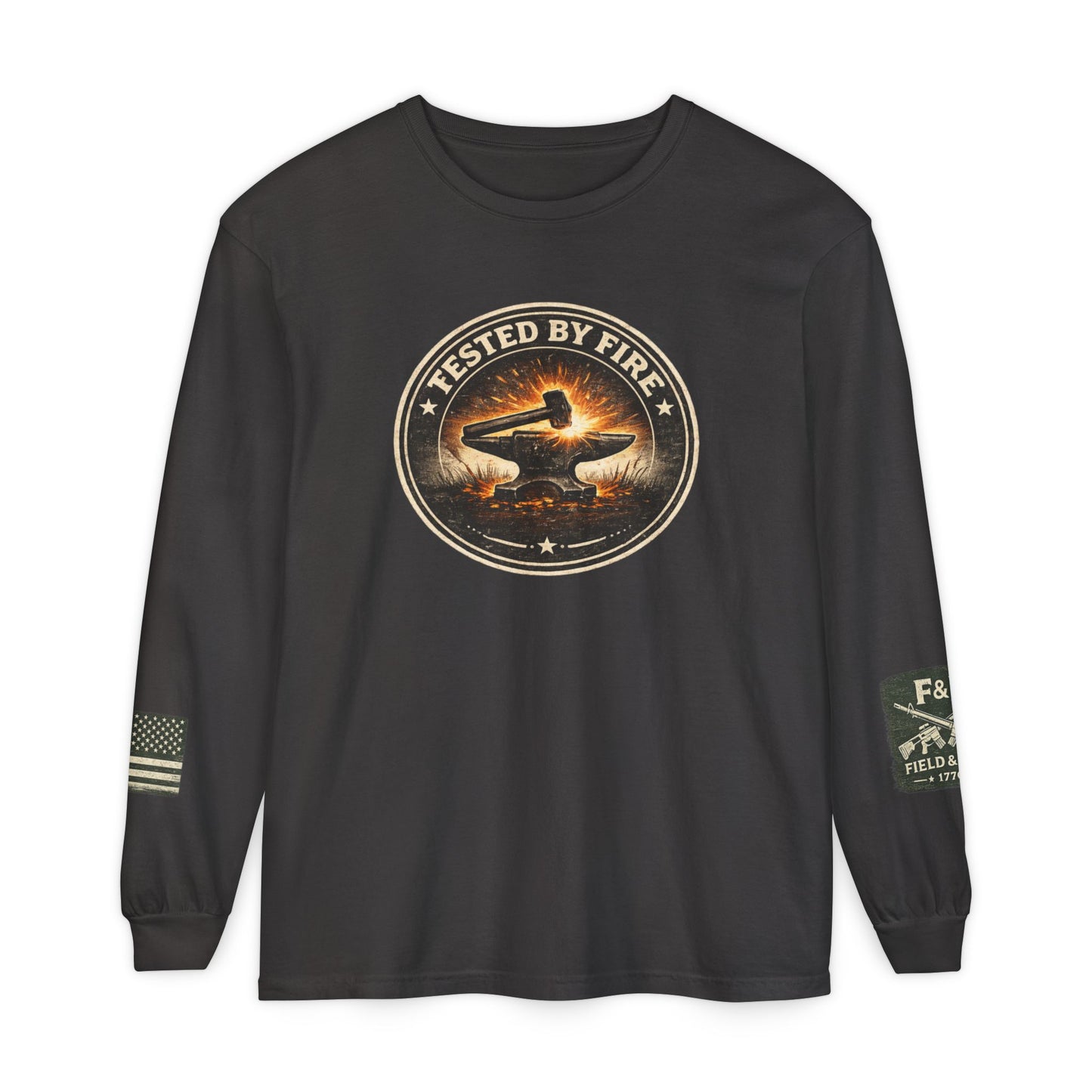 Tested By Fire Unisex Garment-dyed Long Sleeve T-Shirt