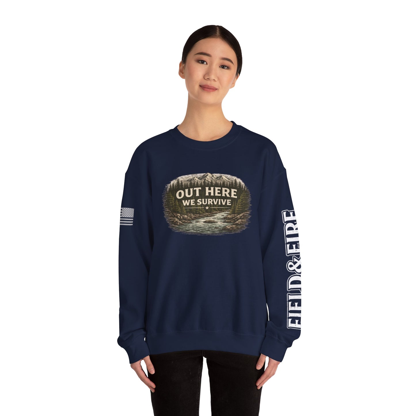 Out Here We Survive Unisex Heavy Blend™ Crewneck Sweatshirt