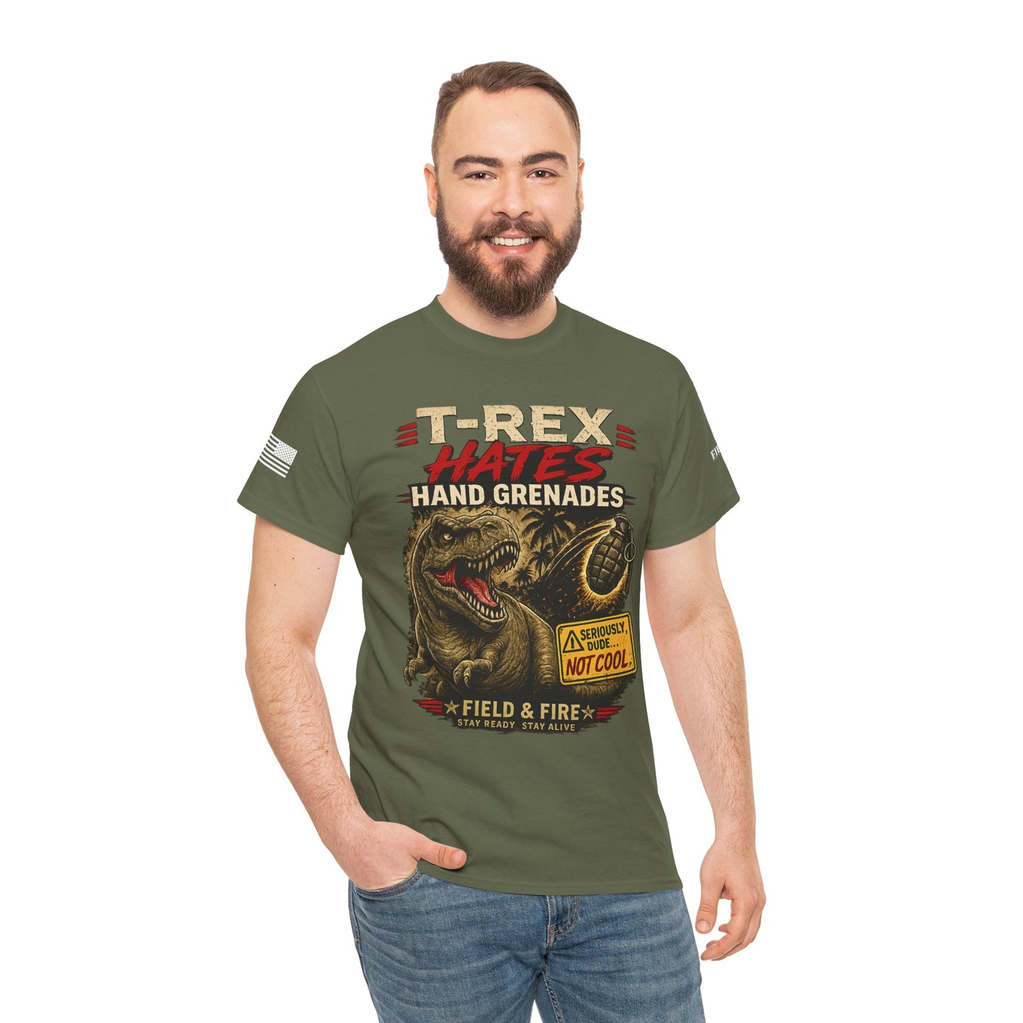 T-Rex Hates Hand Grenades Tee