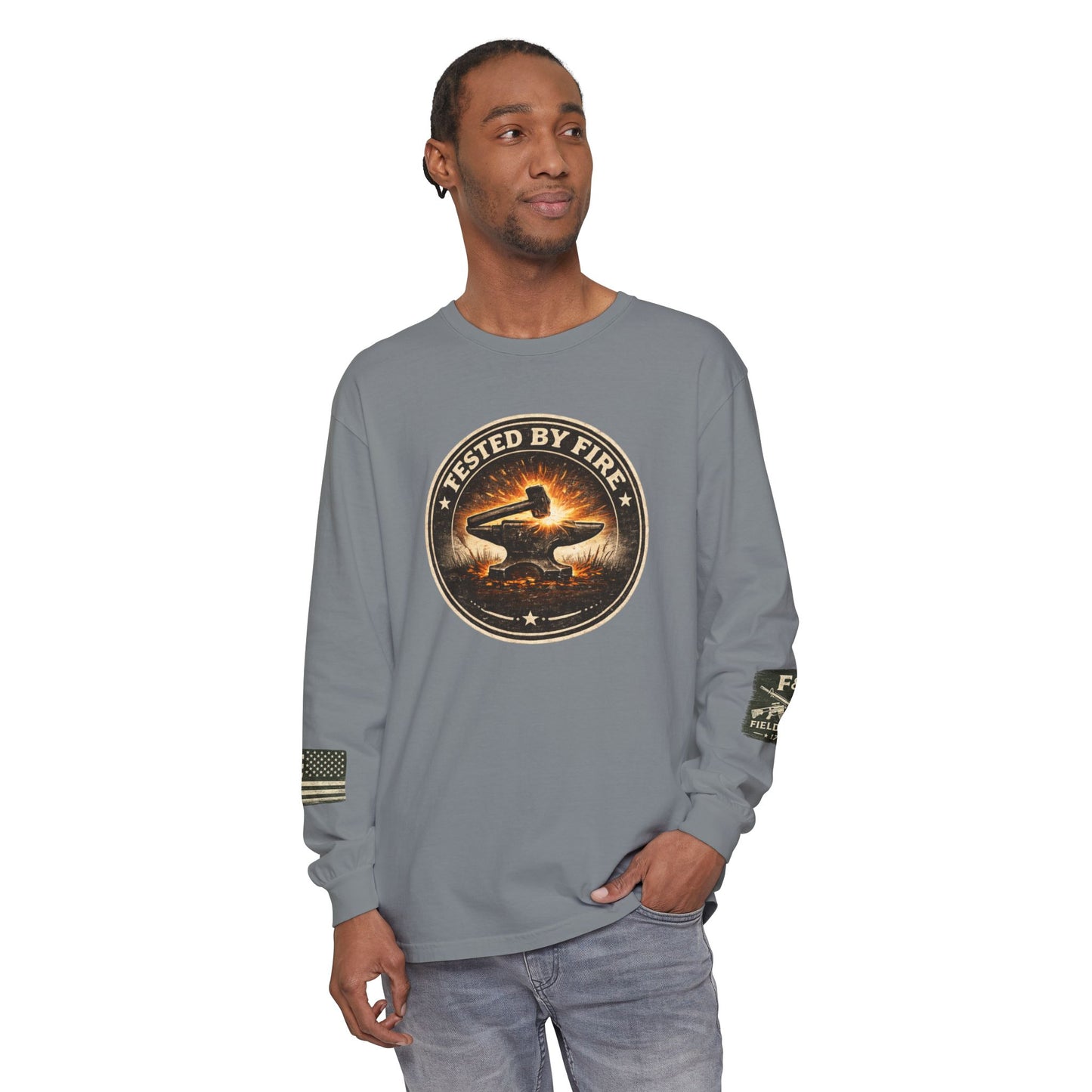 Tested By Fire Unisex Garment-dyed Long Sleeve T-Shirt