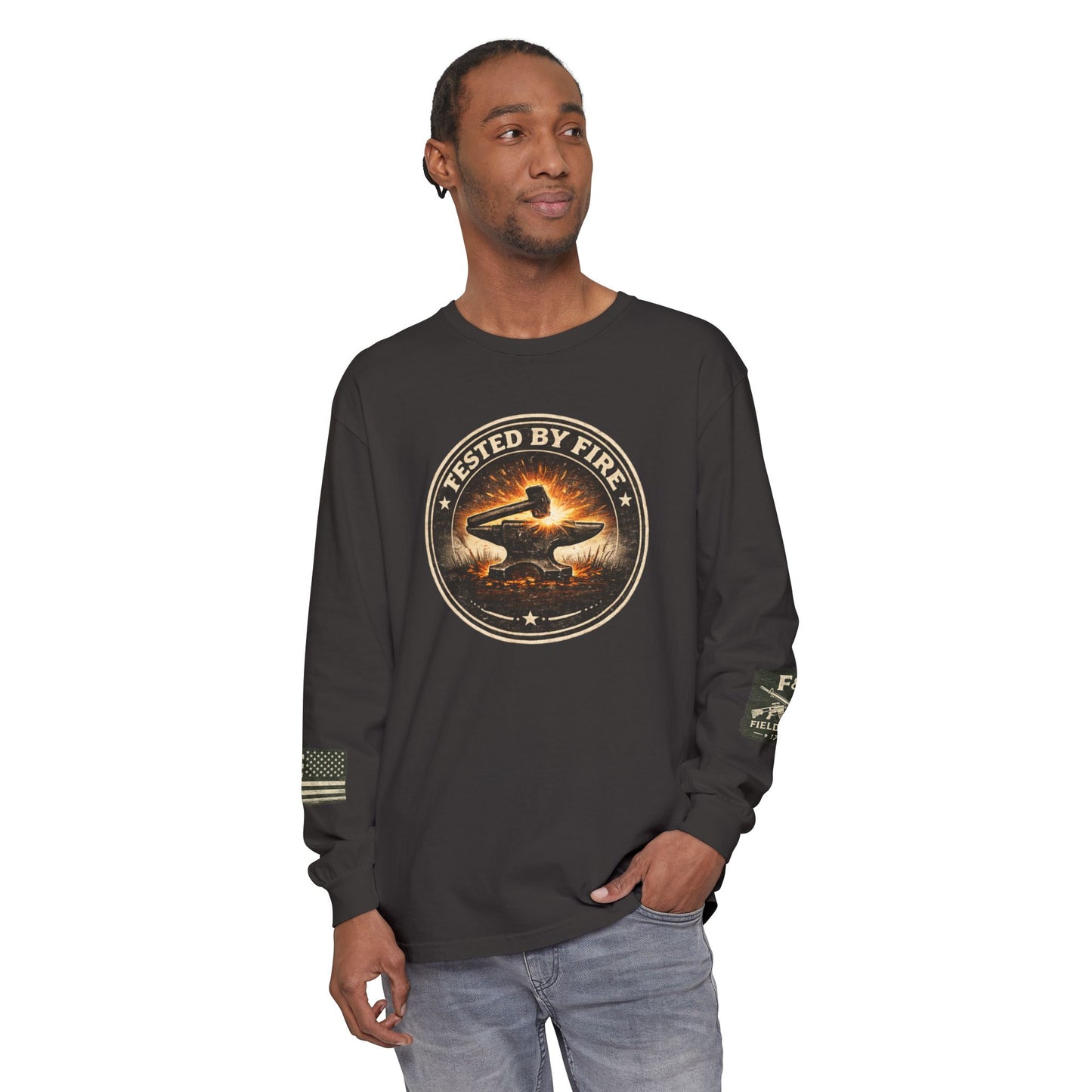 Tested By Fire Unisex Garment-dyed Long Sleeve T-Shirt