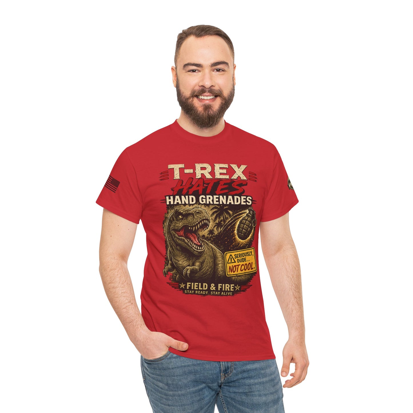 T-Rex Hates Hand Grenades Tee