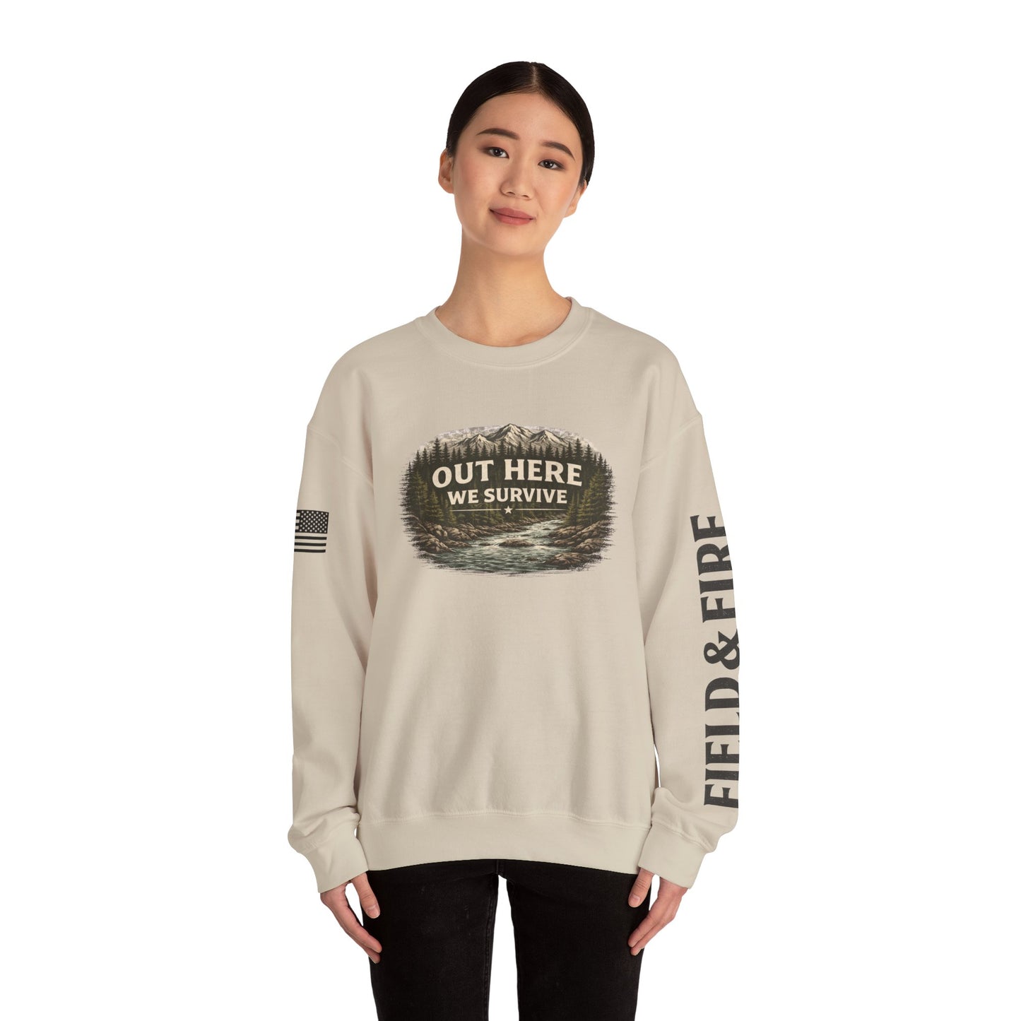 Out Here We Survive Unisex Heavy Blend™ Crewneck Sweatshirt