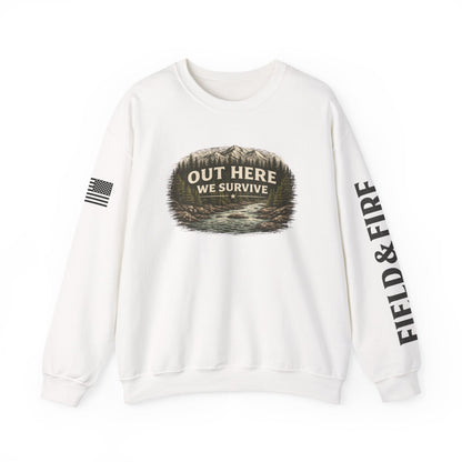 Out Here We Survive Unisex Heavy Blend™ Crewneck Sweatshirt