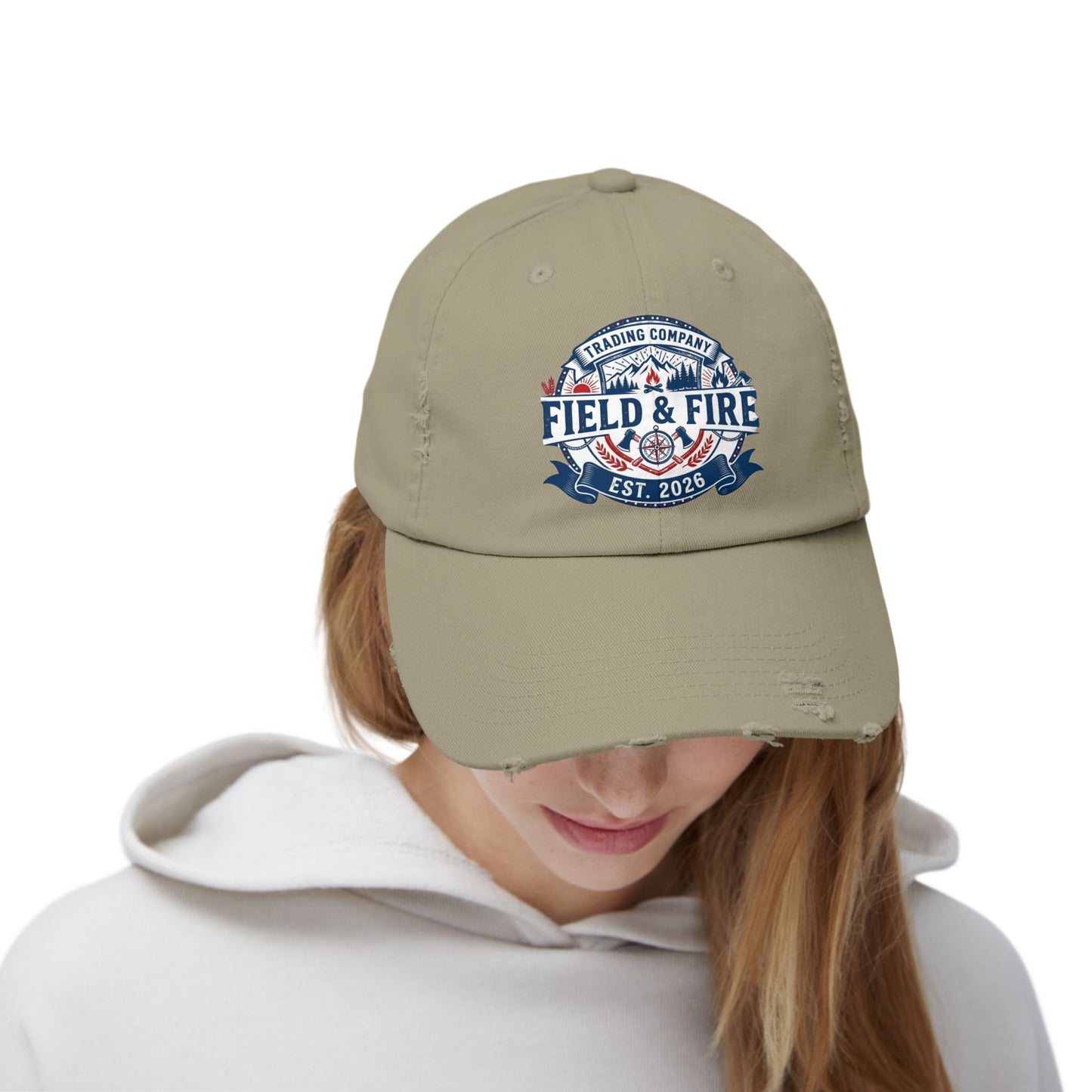 FNF Medallion Unisex Distressed Cap - Blue/Red Graphic