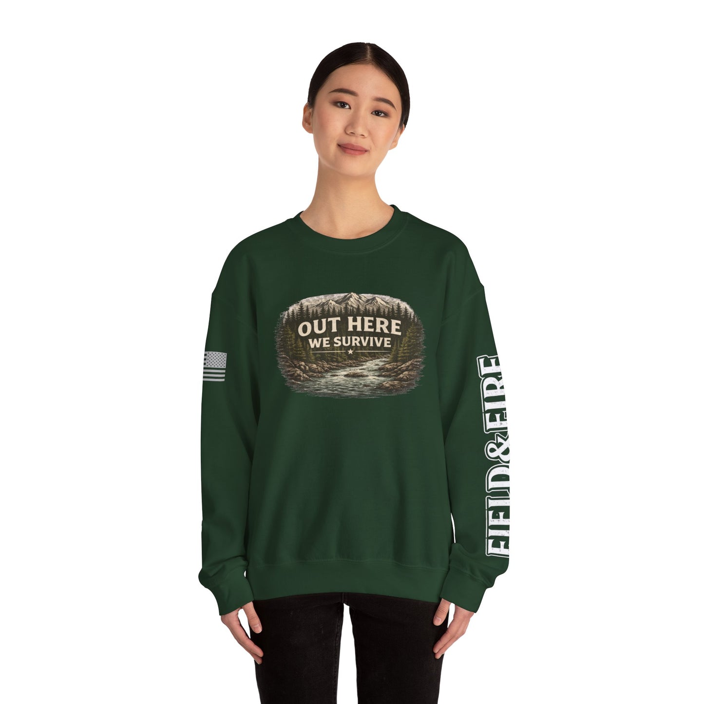 Out Here We Survive Unisex Heavy Blend™ Crewneck Sweatshirt