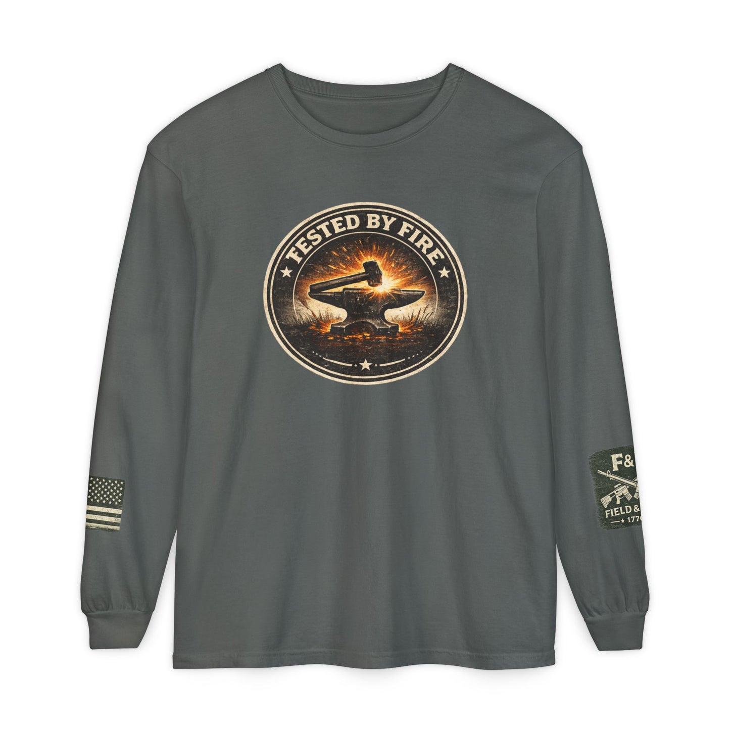 Tested By Fire Unisex Garment-dyed Long Sleeve T-Shirt