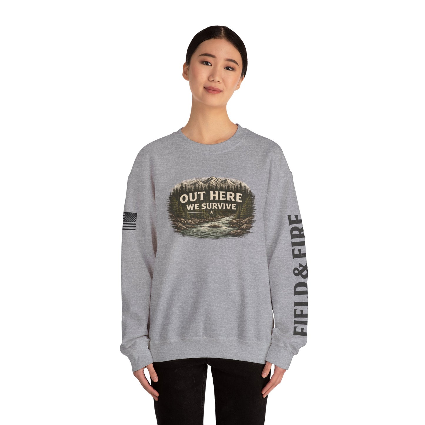 Out Here We Survive Unisex Heavy Blend™ Crewneck Sweatshirt