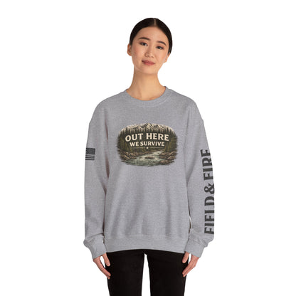 Out Here We Survive Unisex Heavy Blend™ Crewneck Sweatshirt