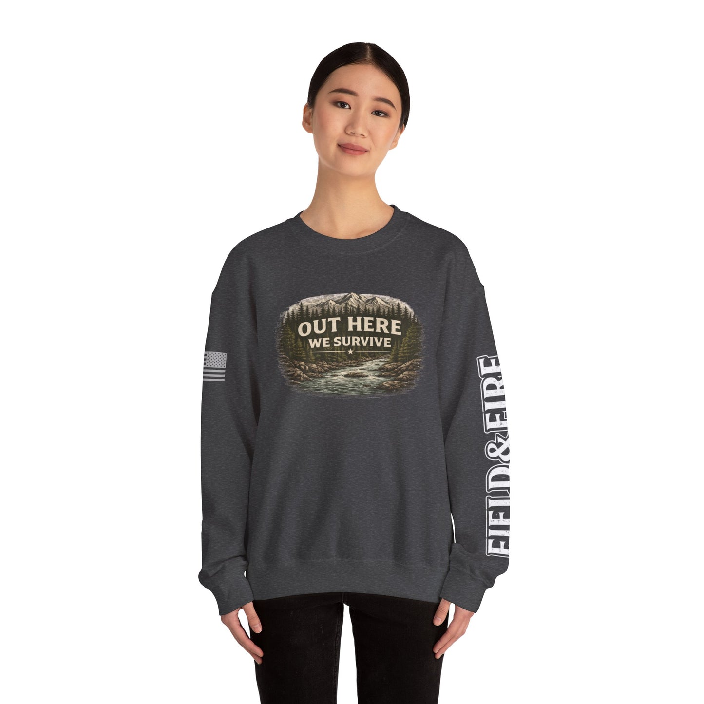 Out Here We Survive Unisex Heavy Blend™ Crewneck Sweatshirt