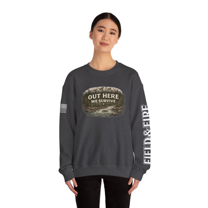 Out Here We Survive Unisex Heavy Blend™ Crewneck Sweatshirt