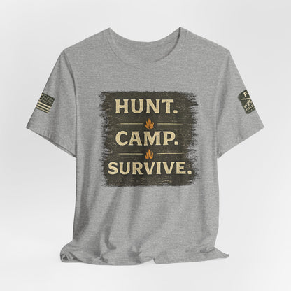 Hunt Camp Survive Unisex Jersey Short Sleeve Tee