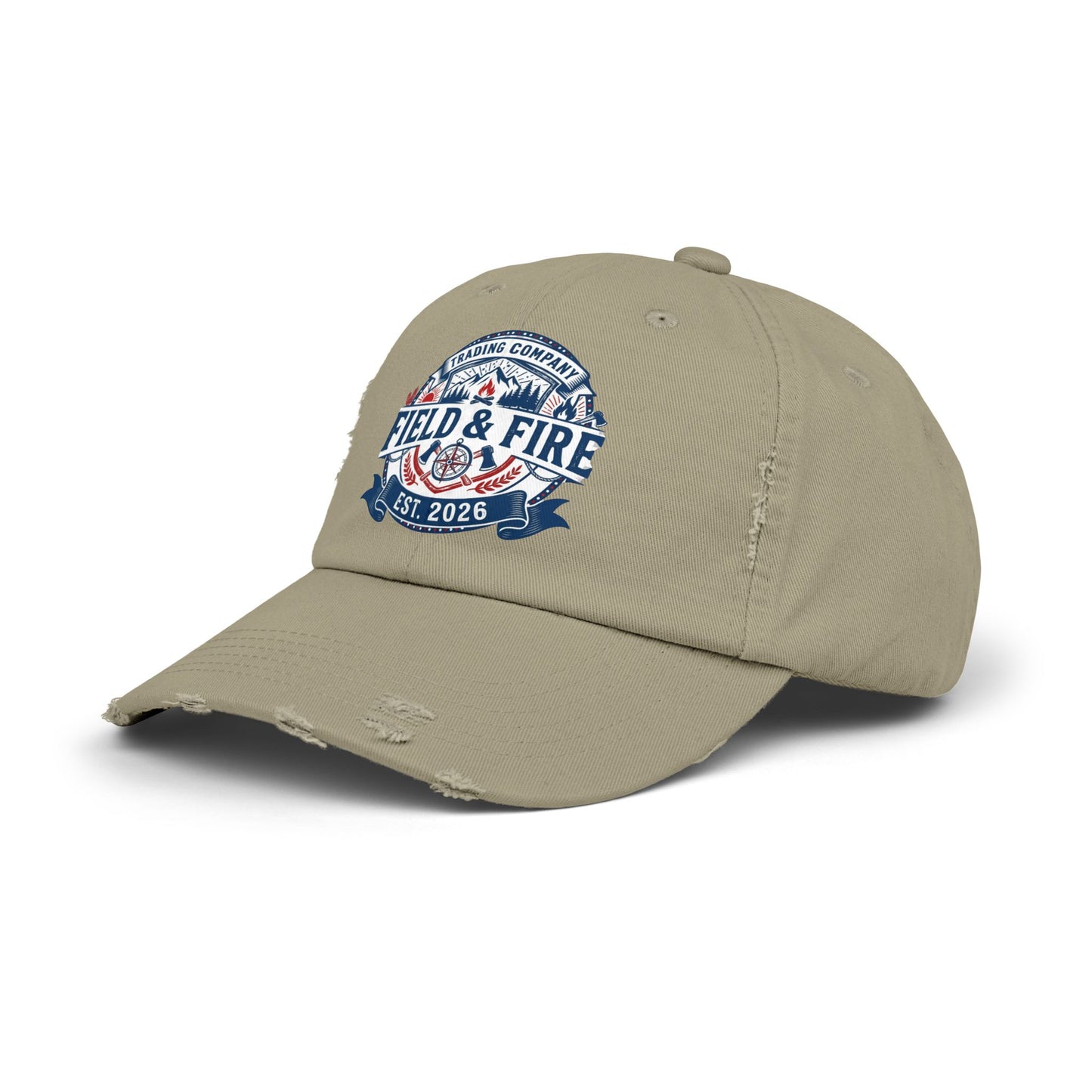 FNF Medallion Unisex Distressed Cap - Blue/Red Graphic