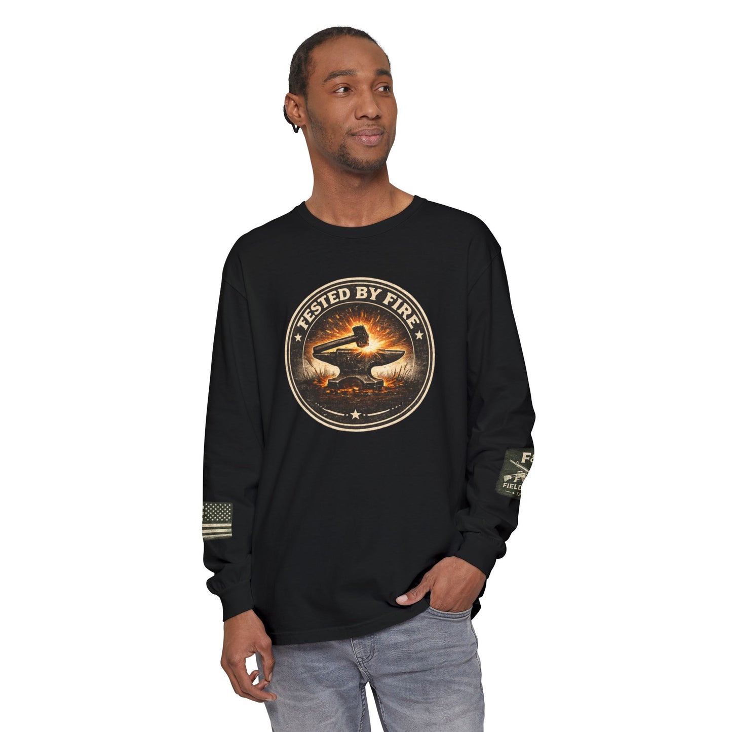 Tested By Fire Unisex Garment-dyed Long Sleeve T-Shirt