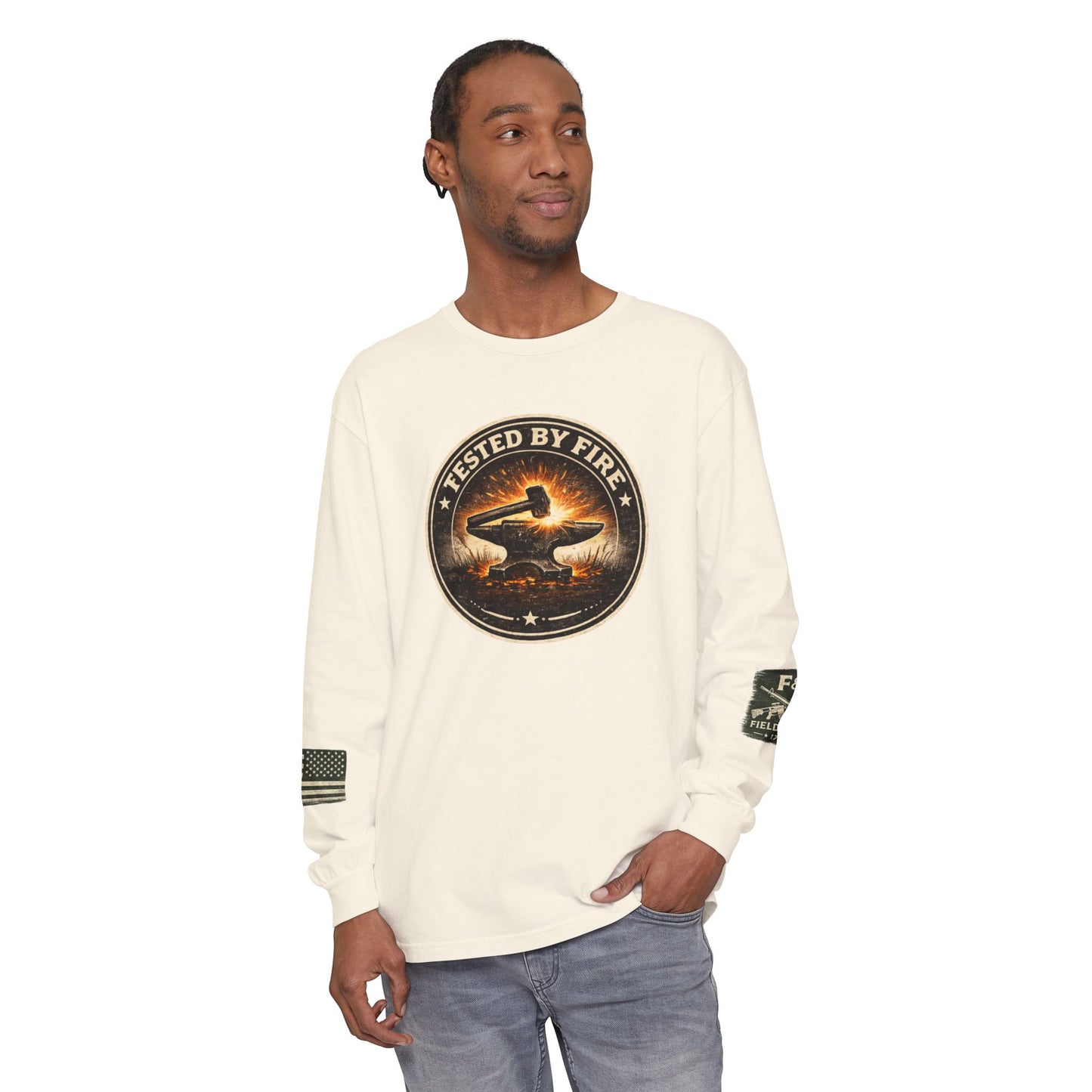 Tested By Fire Unisex Garment-dyed Long Sleeve T-Shirt