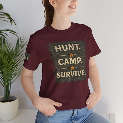 Hunt Camp Survive Unisex Jersey Short Sleeve Tee